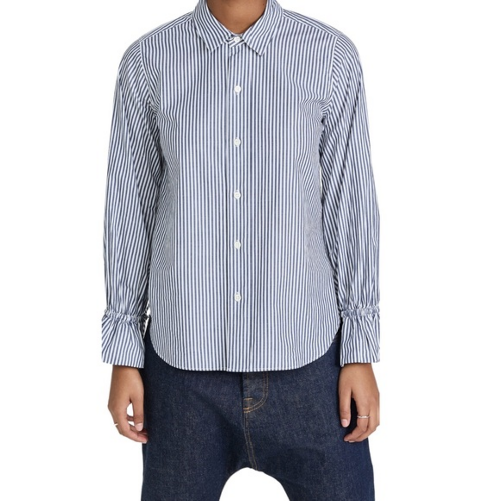 Alex Mill Ronnie Navy Blue & White Cotton‎ Striped Button Down Shirt